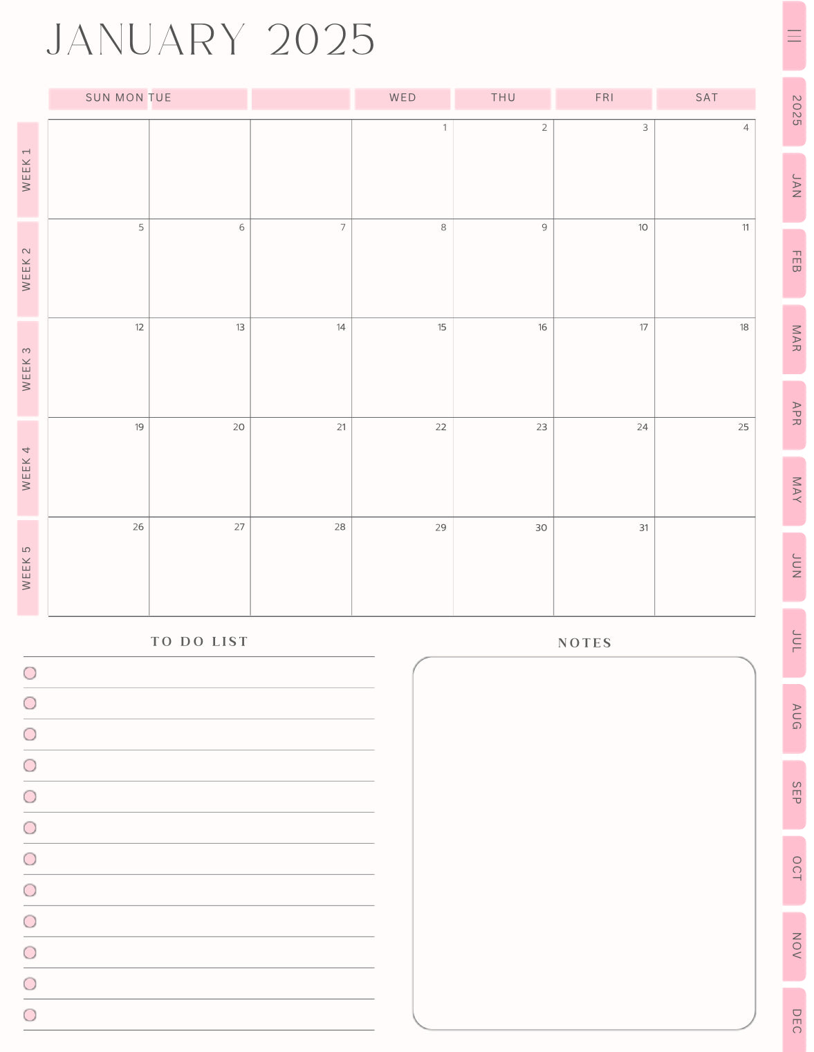 90 Page Yearly Planner